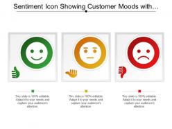 Sentiment icon showing customer moods with thumbs up and thumbs down