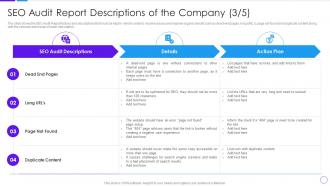 SEO Audit Report Descriptions Of The Company Ppt File Design Templates