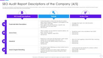SEO Audit Report Descriptions Of The Company Ppt File Information