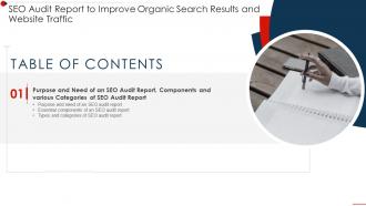 Seo Audit Report Organic Search Results And Website Traffic Table Of Contents