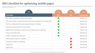 SEO Checklist For Optimizing Mobile Pages SEO Services To Reduce Mobile Application