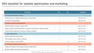 SEO Checklist For Website Optimization Digital Advertisement Plan For Successful Marketing