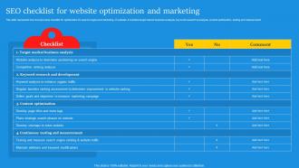 SEO Checklist For Website Optimization Digital Marketing Campaign For Brand Awareness
