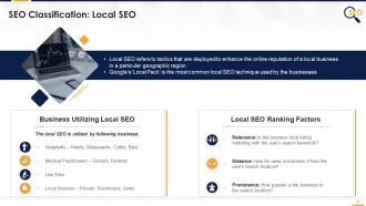 SEO Classification Techniques On Page Off Page Technical And Local Edu Ppt