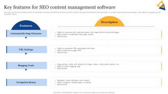 SEO Content Plan To Improve Online Key Features For SEO Content Management Strategy SS