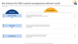 SEO Content Plan To Improve Online Key Features For SEO Content Management Strategy SS Compatible Impressive