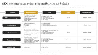 Seo Content Team Roles Responsibilities And Seo Content Plan To Improve Website Traffic Strategy SS V