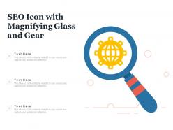 Seo icon with magnifying glass and gear