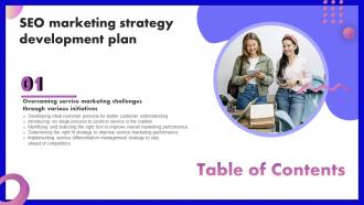SEO Marketing Strategy Development Plan Table Of Contents