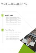 SEO Proposal What We Heard From You One Pager Sample Example Document