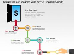 Sequentia icon diagram with key of financial growth flat powerpoint design