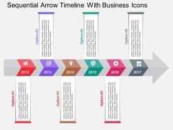 Sequential Arrow Timeline With Business Icons Flat Powerpoint Design
