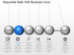 Sequential balls with business icons powerpoint template slide