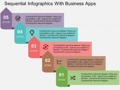 Sequential infographics with business apps flat powerpoint design