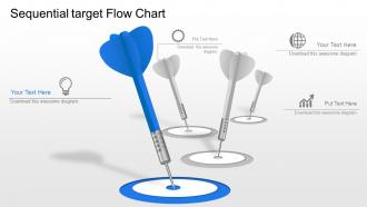 Sequential target flow chart powerpoint template slide