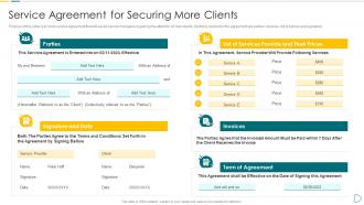 Service Agreement for Securing More Clients App developer playbook