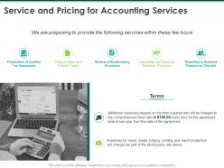 Service and pricing for accounting services ppt powerpoint presentation inspiration outfit