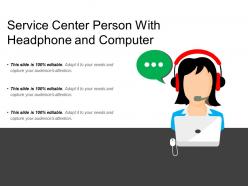 Service center person with headphone and computer