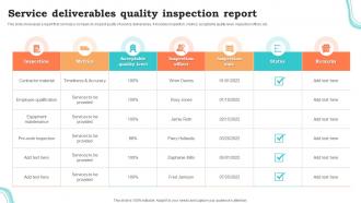 Service Deliverables Quality Inspection Report