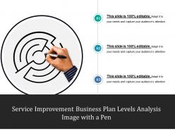Service improvement business plan levels analysis image with a pen