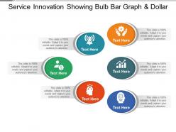 Service innovation showing bulb bar graph and dollar