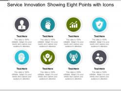 Service innovation showing eight points with icons