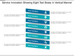 Service innovation showing eight text boxes in vertical manner