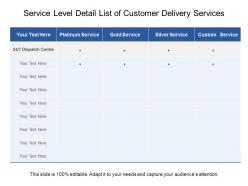Service Level Detail List Of Customer Delivery Services