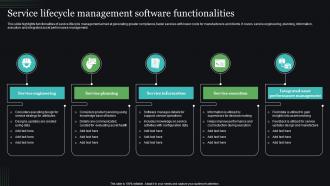 Service Lifecycle Management Software Functionalities