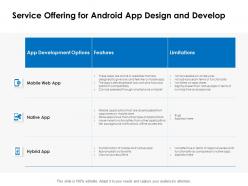 Service offering for android app design and develop ppt powerpoint presentation ideas slide
