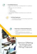 Service Offering For Employee Hiring Proposal One Pager Sample Example Document