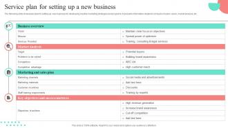 Service Plan For Setting Up A New Business
