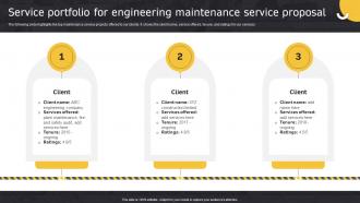 Service Portfolio For Engineering Maintenance Service Proposal Ppt Powerpoint Presentation Outline Show