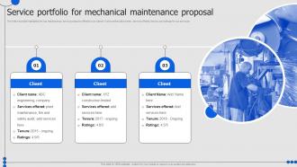 Service Portfolio For Mechanical Maintenance Proposal Ppt Styles Deck