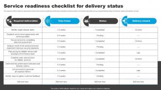 Service Readiness Checklist For Delivery Status