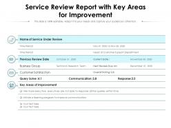 Service review report with key areas for improvement