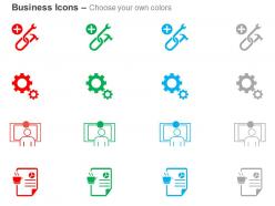 Service tools gears monitoring data record ppt icons graphics