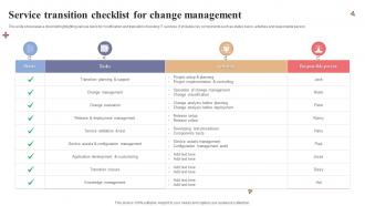 Service Transition Checklist For Change Management