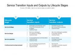 Service transition inputs and outputs by lifecycle stages