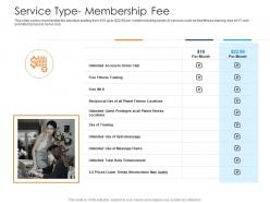 Service type membership fee health and fitness clubs industry ppt introduction