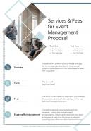 Services And Fees For Event Management Proposal One Pager Sample Example Document