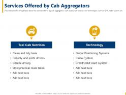 Services offered by cab aggregators cab aggregator ppt themes
