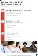 Services Offered By Credit Management Company One Pager Sample Example Document
