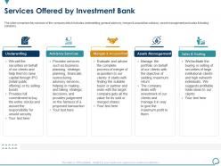 Services offered by investment bank general and ipo deal ppt themes