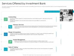 Services offered by investment bank pitchbook for initial public offering deal ppt tips