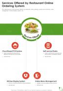 Services Offered By Restaurant Online Ordering System One Pager Sample Example Document