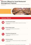 Services Offered By Smart Restaurant Management Proposal One Pager Sample Example Document