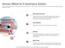 Services offered for e governance solution electronic government processes ppt infographics