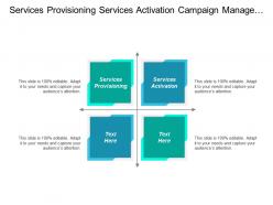 Services provisioning services activation campaign management identify material