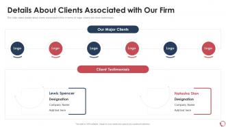 Services sales details about clients associated with our firm ppt infographics